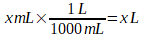 Conversion millilitres - litres